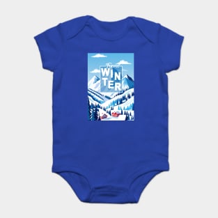 Winter Mountain snow sports ski Hotels in Snowy Mountains landscape Christmas Alps Baby Bodysuit